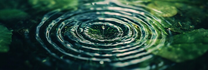 Leinwandbilder - Close-up of concentric ripples on water surface after a drop.