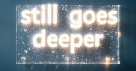 Fototapete - Bright text reads still goes deeper within translucent block. Sparkling effects, blue background create dramatic visual.