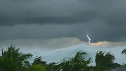 Wall Mural - Time lapse shows clouds moving in the sky and fog