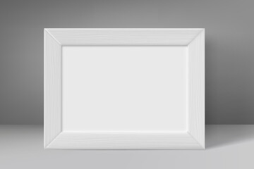 Poster - Blank grey wood frame with white paper. 3d vector mockup