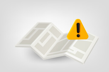 Aufkleber - Paper map with exclamaion sign. Low energy concept. Vector 3d illustration