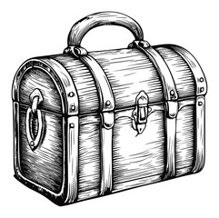 Wall Mural - Vintage Engraving of a Detailed Classic Treasure Chest Illustration