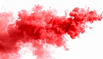 Wall Mural - Red smoke cloud white PNG, isolated background cutout. Thick color smoke bomb screen effect .