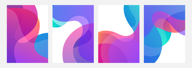 Poster - Color waves. Abstract backgrounds with curved wavy shapes and bright fluid colors. Vibrant colored gradients for creative graphic design. Vector illustration.