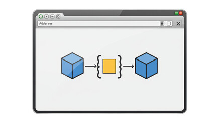 Isolated Browser Window Displaying a Diagram with Cubes and Braces