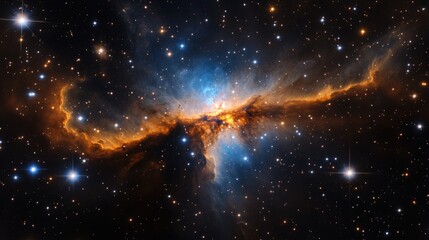 Wall Mural - Dramatic cosmic cloud formation against a white background revealing star formations and galactic elements