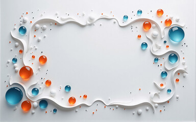 Wall Mural - elegant white paper swirls frame vibrant orange and teal spheres, creating a beautiful, minimalist c