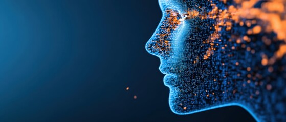 Digital face artificial intelligence concept