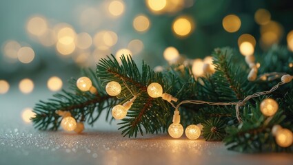 Wall Mural - festive christmas scene featuring blurred lights and a soft evening backdrop