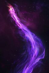 Wall Mural - Cosmic energy flows through the vast dark expanse of space, showcasing purple and orange hues against a star-studded backdrop in a mesmerizing celestial display