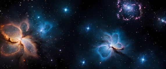 Wall Mural - vivid cosmic nebulae sparkling with star clusters on deep black galaxy backgrounds