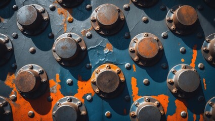 Aufkleber - Corroding steel bridge plates with old rusty rivets