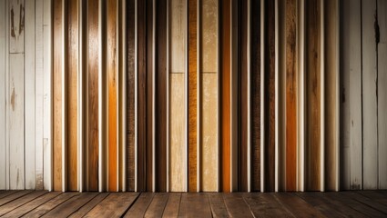 Poster - Old wooden wall texture in white background.