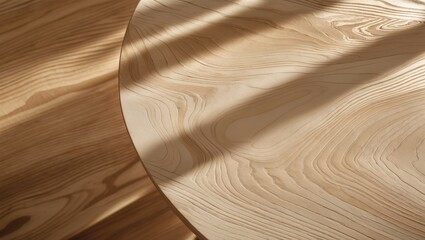 Aufkleber - Stylish overhead view of light wood table featuring natural wood texture and abstract design