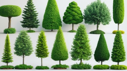 Poster - Collection of Beautiful Isolated Trees Against Background, Appropriate for Architectural Design and Decoration Projects, Useful for Natural Articles in Print and Digital Media.