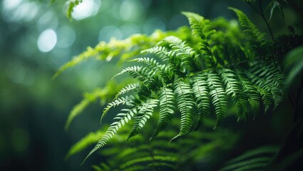 Poster - Foliage of ferns in green. A concept from botany. Exotic tropical ferns shown in shallow depth. Flawless natural fern texture. Gorgeous background formed by young green fern leaves.