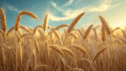 Aufkleber - Field of mature wheat with a blue sky