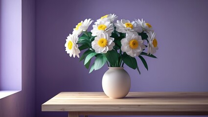 Aufkleber - Table with fabric flowers in a vase