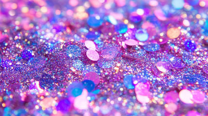 Wall Mural - colorful glitter background with sparkling sequins in shades of pink, purple, and blue, creating vib