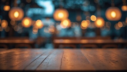 Poster - High-quality photo of an empty table displaying your product, set against a blurred bokeh background