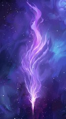 Wall Mural - Colorful cosmic swirl creates a dreamy effect in a stunning night sky filled with stars and mystical shades of blue and purple