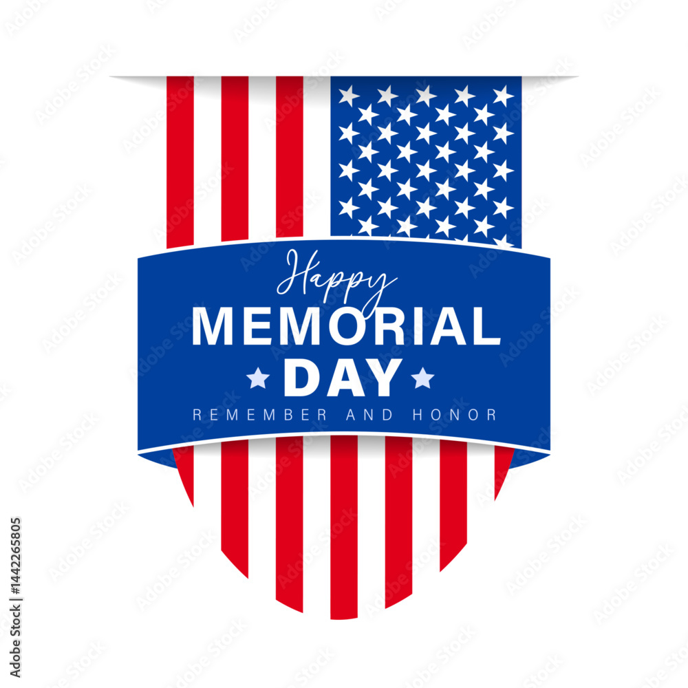 USA flag Happy Memorial Day, banner design 2025. Remember and Honor ...