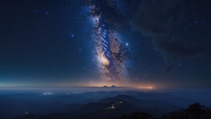 Wall Mural - Mount Andong provided a successful vantage point for photographing the Milky Way galaxy at midnight