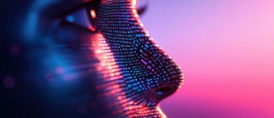 Human face with tech overlay