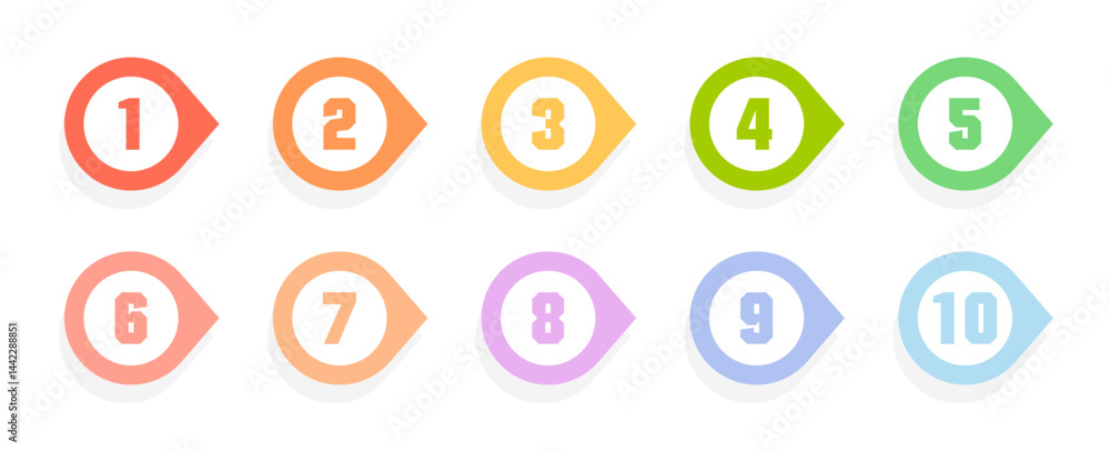 Number bullet point design element set. List numbers for infographics ...