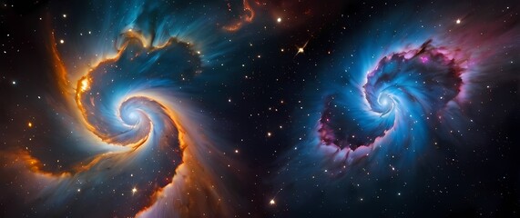 Wall Mural - colorful stellar nebulae swirling with bright star clusters on a cosmic black backdrop