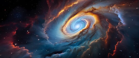 Wall Mural - colorful cosmic clouds swirling around bright young stars on starfield backgrounds