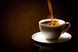 © Taras Staretskyy - A white cup filled with hot coffee releases warm steam, creating an inviting atmosphere. The cozy setting emphasizes comfort and relaxation during morning moments.