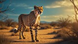 Park Scene with an Alert Cheetah; Acinonyx jubatus Belonging to Felidae