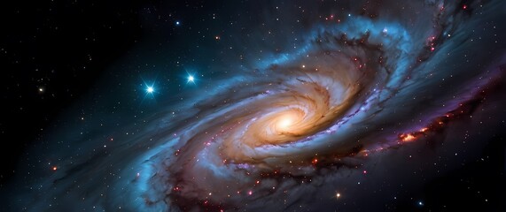 Wall Mural - bright cosmic nebulae swirling with star clusters against deep black galactic velvet backdrops
