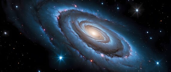 Wall Mural - bright cosmic nebulae swirling with star clusters against deep black galactic velvet backdrops