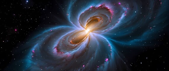 Wall Mural - bright cosmic nebulae swirling with sparkling star clusters set against deep black galactic canvases