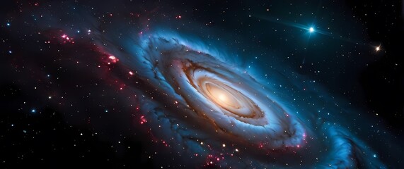 Wall Mural - bright cosmic nebulae swirling with glowing star clusters on deep black galactic backgrounds