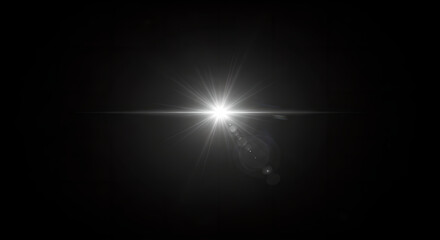 Wall Mural - abstract geometric shape light flare on black background. lens flare optical effect for design overl