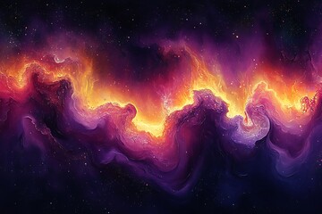 abstract cosmic nebula display of vibrant hues.