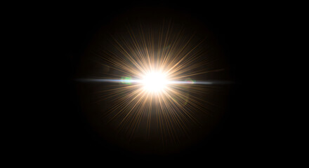 Wall Mural - abstract light effect or lens flare with radiant white light burst and orange rays in the darkness. 