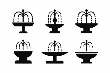 set of fountain icon vector silhouette illustration isolated on white background