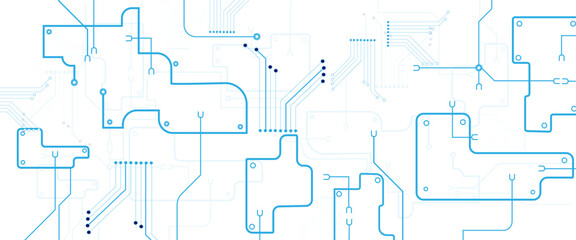 Fototapete - Vector Glowing Digital Scheme Abstract Background, Abstract CPU processor or semiconductor with Power icon with glowing pixels on technology circuit board.