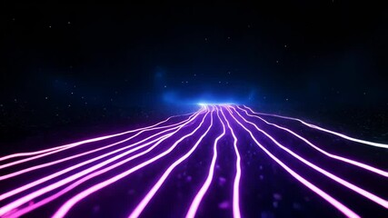 Wall Mural - a captivating display of vibrant light trails intertwines in a dark environment, creating a mesmeriz