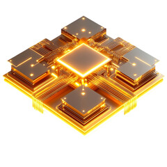 Wall Mural - golden glowing circuit board technology futuristic design