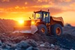 © Tayba - Heavy Construction Bulldozer at Sunset with Cityscape Background