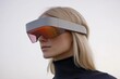 © Georgy - A closeup image features a woman with Google Glass on, demonstrating a virtual reality device that was created using AI generative tools