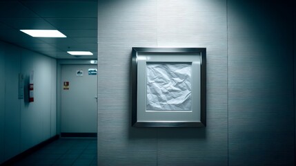 Aufkleber - A blank metallic sign is prominently displayed at eye-level on a neutral wall in a contemporary indoor setting, leaving room for additional content to be added