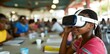 © Georgy - A group of students in a classroom wear VR goggles, illustrating how schools are now using future technologies, including augmented reality and AI, to enhance the learning process