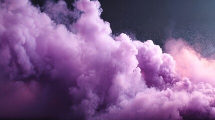 Leinwandbilder - Vibrant purple smoke swirls gracefully against a deep black backdrop, creating a mysterious cloud effect with space for design elements