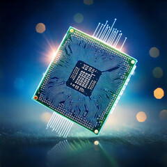 Wall Mural - a glowing circuit board conveys innovation. represents technology, digital transformation, and data.